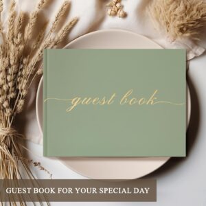 Wedding Guest Book - Elegant Guest Book for Wedding Receptions and Baby Shower, Polaroid Guest Book for Wedding and Celebration Events -100 Blank & Lined Pages for Guest Sign in and Photos - Green