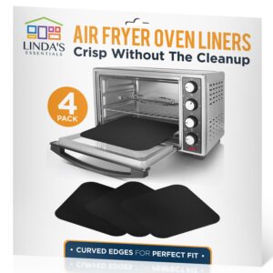 air fryer oven liners (4 pack) reusable non-stick heat resistant toaster oven liner, compatible with ninja, cuisinart, emeril lagasse & more, air fryer mat, toaster oven accessories, 12"x12"