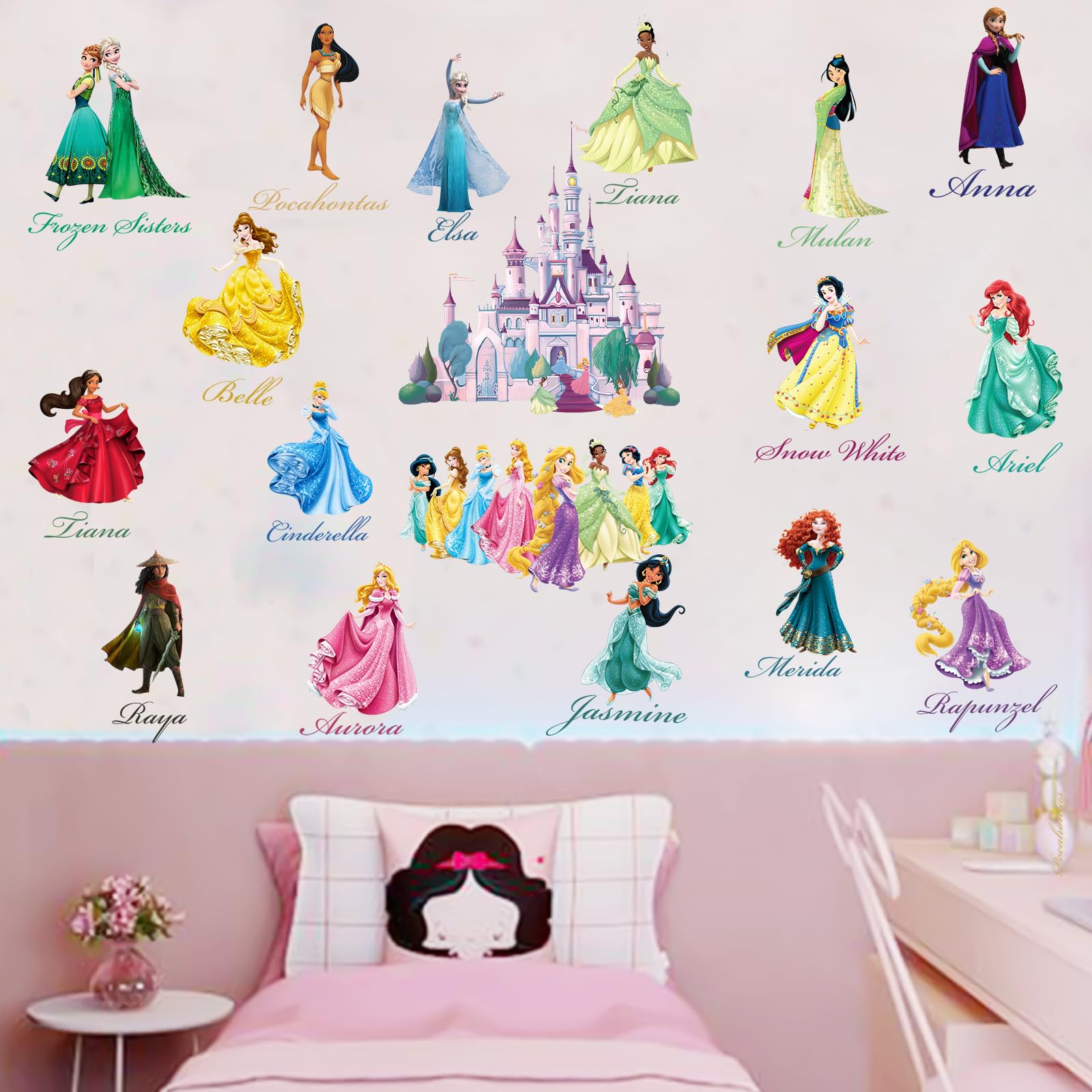 Hesogiva Princess Wall Decals for Baby Girls Boys Kids, Peel and Stick Wall Stickers Art Decor for Children's Bedroom Living Room Classroom Playroom Nursery Decoration, Style a, Hesogiva000