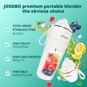 JOSOBO Portable Blender for Shakes and Smoothies, USB Rechargeable Personal Mini Travel Blender with Straw, Wireless Operation, Small Blender for Smoothies, Sauces, Juices, Protein Powder, Puree