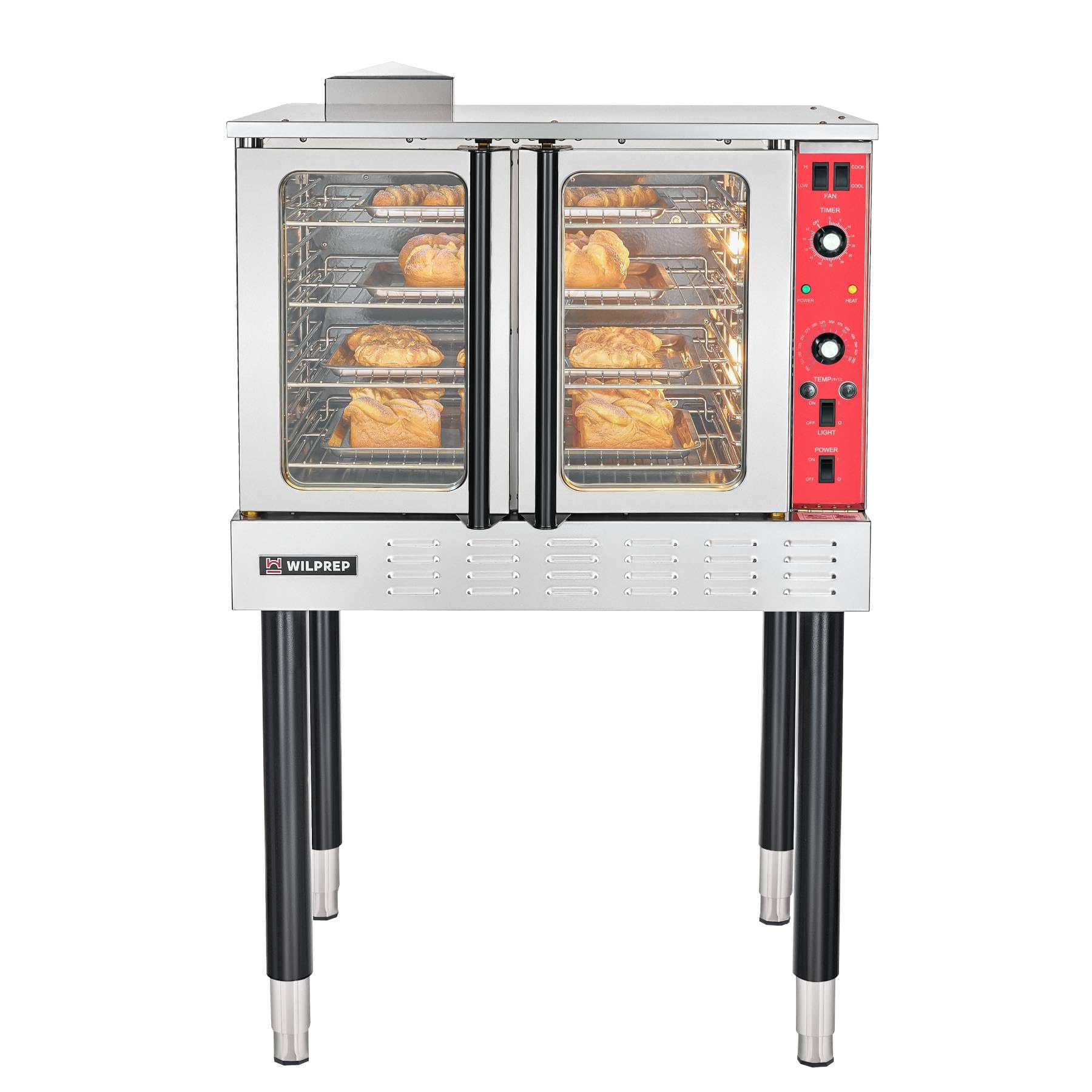 WILPREP Natural Gas Convection Oven, Single Deck Commercial Gas Convection Oven with 54000 BTU, 7 cu ft Capacity, 38" Full Size Conventional Oven for Commercial Restaurant Kitchen, NG, 120V