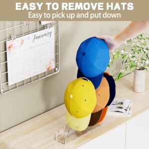 QKEWURO 2024 New Hat Stand for Baseball Caps Display and Organizer , No Install Acrylic Hat Holder for 14 Baseball Caps for Bedroom, Closet, Dresser (2PCS)