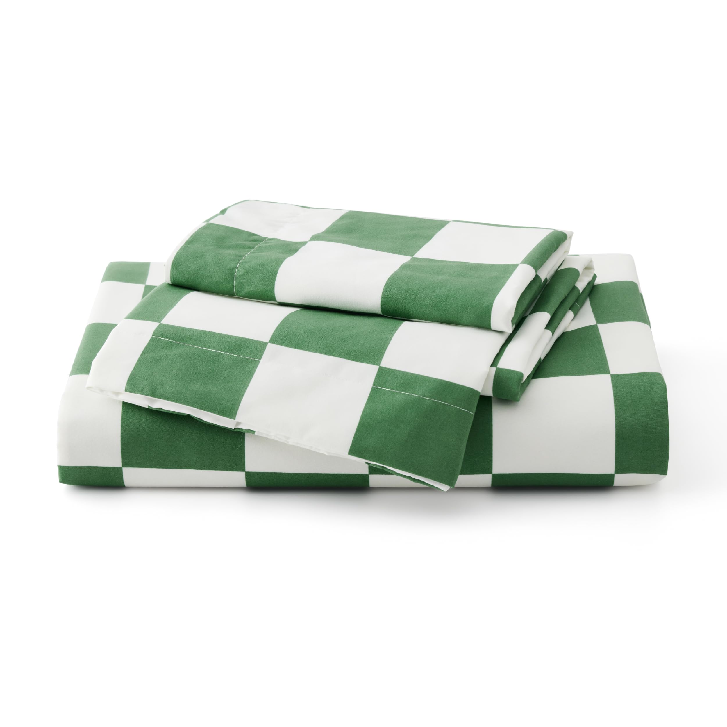 Bedsure Checkered Duvet Cover Twin Size - Shale Green Plaid Duvet Cover Set for Kids with Zipper Closure, Green Bedding Set, 2 Pieces, 1 Kids' Duvet Cover 68"x90" and 1 Pillow Sham 20"x26"