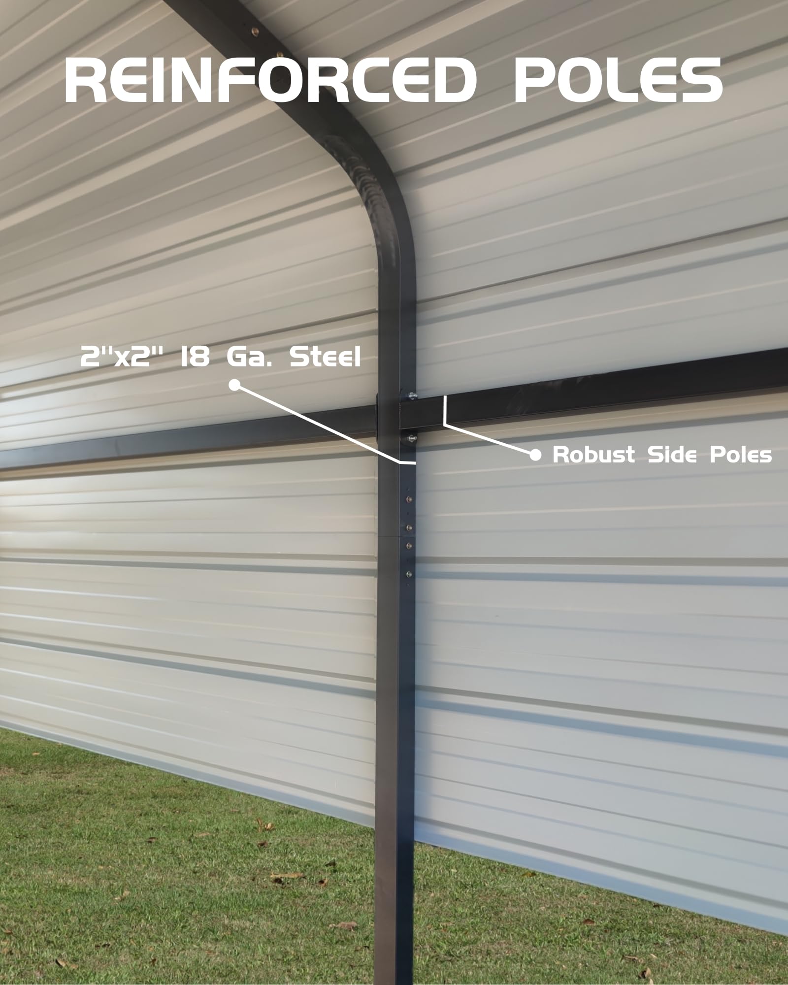 GAOMON 13' x 21' x 10' Metal Carport, with Heavy Duty Galvanized Steel Roof and Reinforced All-Metal Frame, Permanent Shelter for Agricultural Machinery, Carport for Cars, Boats, Trucks, and Tractors