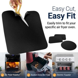 Air Fryer Oven Liners (4 Pack) Reusable Non-Stick Heat Resistant Toaster Oven Liner, Compatible with Ninja, Cuisinart, Emeril Lagasse & More, Air Fryer Mat, Toaster Oven Accessories, 12"x12"