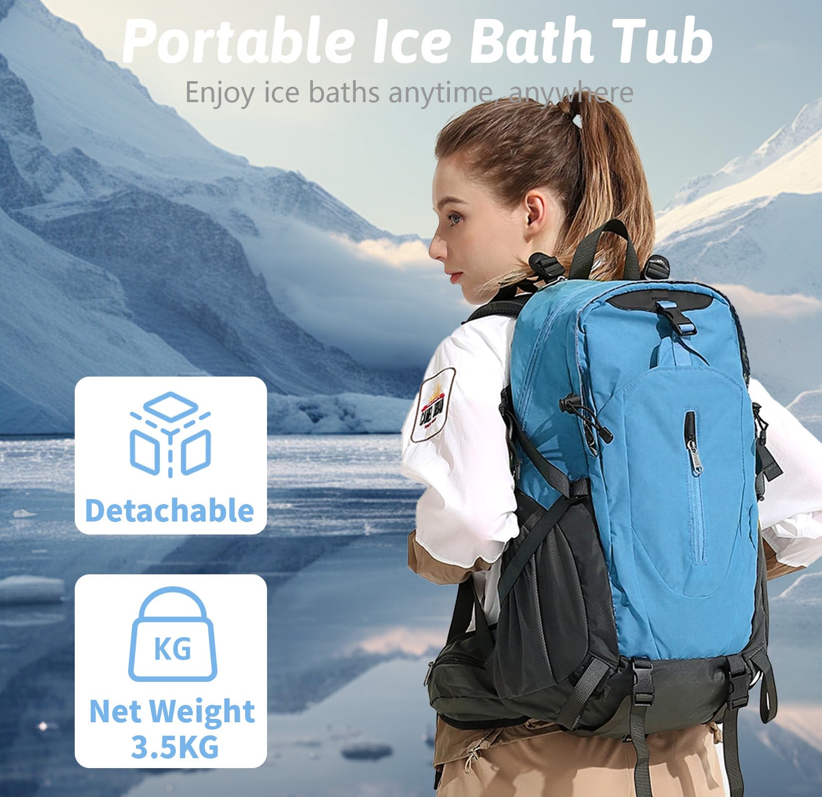 Portable Ice Bath Tub for Athletes Adults, Large 99 Gallons Ice Plunge Tub with Cover, Ice Pod Cold Bath Plunge Tub for Cold Water Therapy and Recovery, Thicken Cold Tub Ice Baths at Home & Outdoor