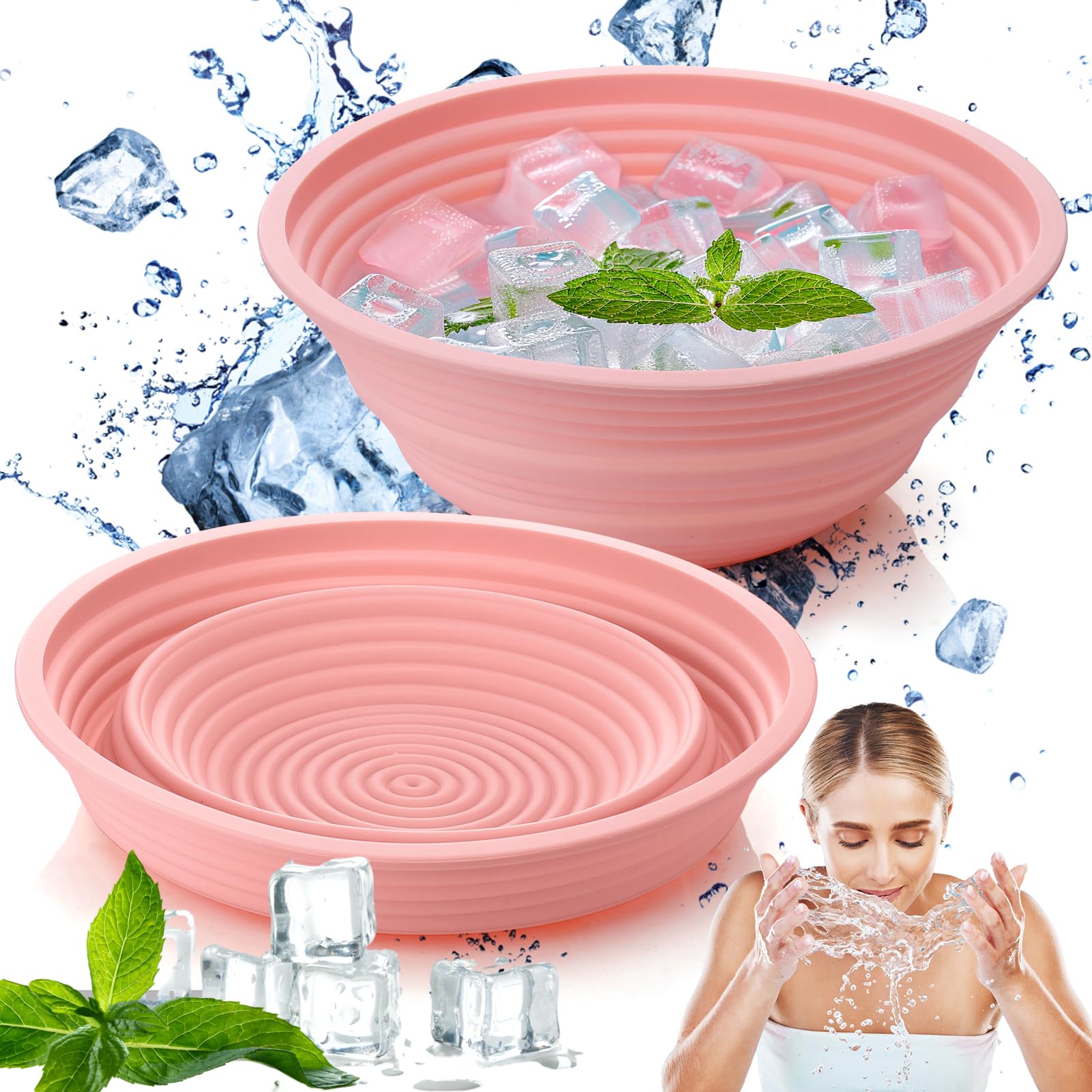 Palksky Large Bowl for Face Ice Bath, Foldable Ice Bath Bowl, Silicone Bowl for Dipping face ice Bath, Ice Bath at Home