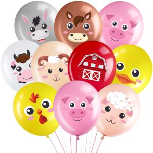 censen 45 pcs animal balloons 12 inch animal latex balloons party decoration for kids birthday party baby shower indoor outdoor decor (multi colors,farm animal)