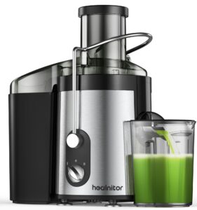 healnitor 800w centrifugal juicer machines vegetable and fruit with 3” wide chute, juice extractor with 2 speeds, easy to clean, anti-drip, bpa free