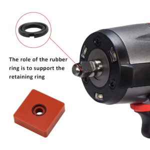 RURBRIN 10+10 Sets 3/8" & 1/2" Impact Wrench Retainer Rings with O-ring, Fit For Electric/Pneumatic Wrench, Including Anvil Retaining Ring Install Tool (Red)