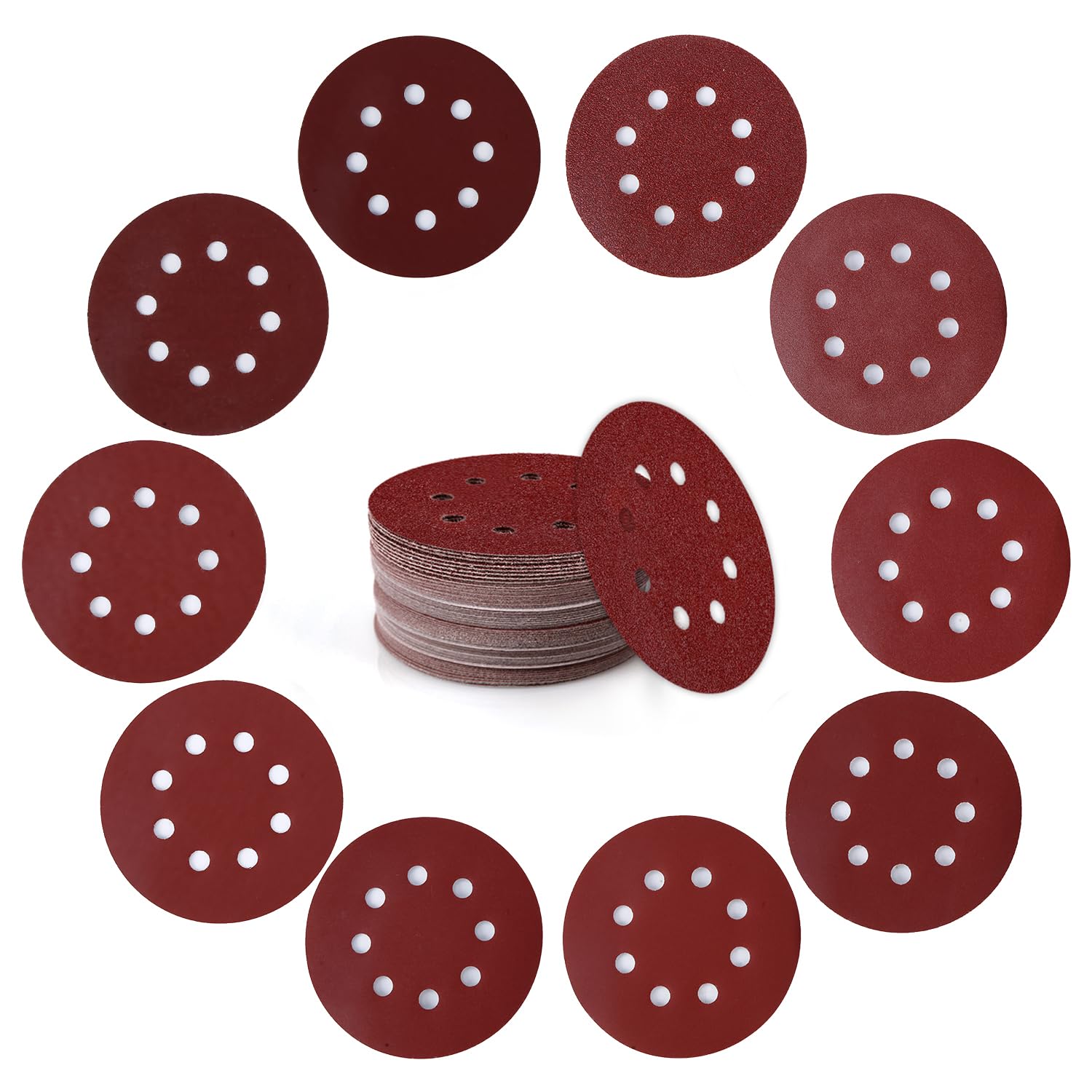 50-Piece 5 inch Sanding Disc Complete Grit Selection, Sanding Discs Sandpaper for Random Orbital Sander 60/120/240/400/600/800/1000/1200/1500/2000