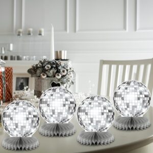 Yoomod Disco Party Decorations - Silver Disco Decor Flat Disco Ball Centerpieces for Party Table Decor 70s Disco Theme Birthday Party Favors Supplies (Not Ball)