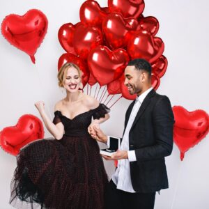 12 Pcs Heart Balloons, 18 inch Red Heart Shaped Balloons, Big Heart Mylar Helium Balloons, Heart Love Foil Balloons for Wedding Baby Shower Anniversary Backdrop Valentine Balloons Party Decorations