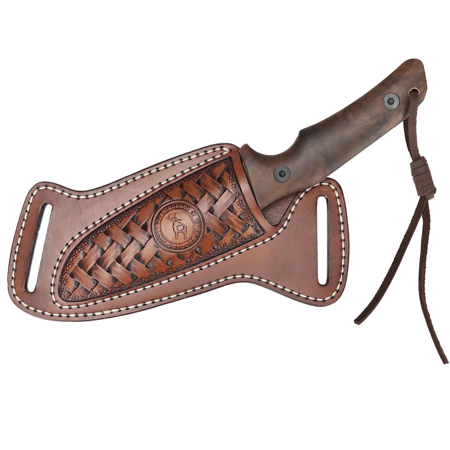 Tourbon Leather Fixed Blade Knife Sheath for Belt Knives Holder Cross Draw Right Side Carry Open Top EDC Tools Holster, Brown