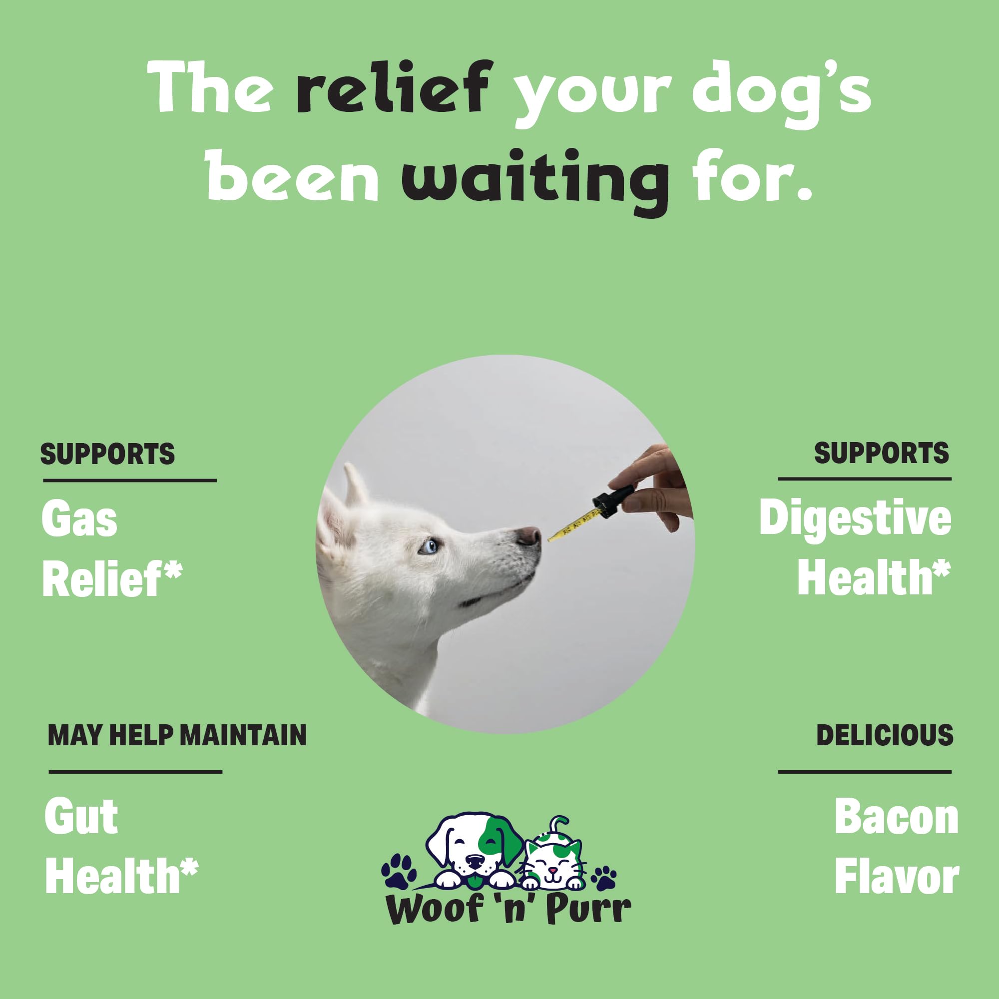 Natural Gas Relief for Dogs - Dog Gas Relief - Dog Constipation Relief - Constipation Relief for Dogs - Dog Gas - Dog Constipation - Dog Gas Aid - Dog Vitamins and Supplements - 1 fl oz - Bacon Flavor