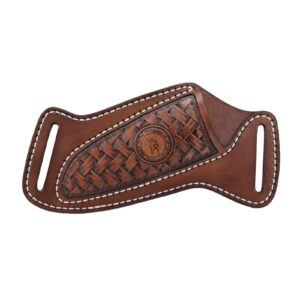 Tourbon Leather Fixed Blade Knife Sheath for Belt Knives Holder Cross Draw Right Side Carry Open Top EDC Tools Holster, Brown