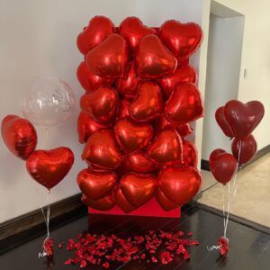 12 Pcs Heart Balloons, 18 inch Red Heart Shaped Balloons, Big Heart Mylar Helium Balloons, Heart Love Foil Balloons for Wedding Baby Shower Anniversary Backdrop Valentine Balloons Party Decorations