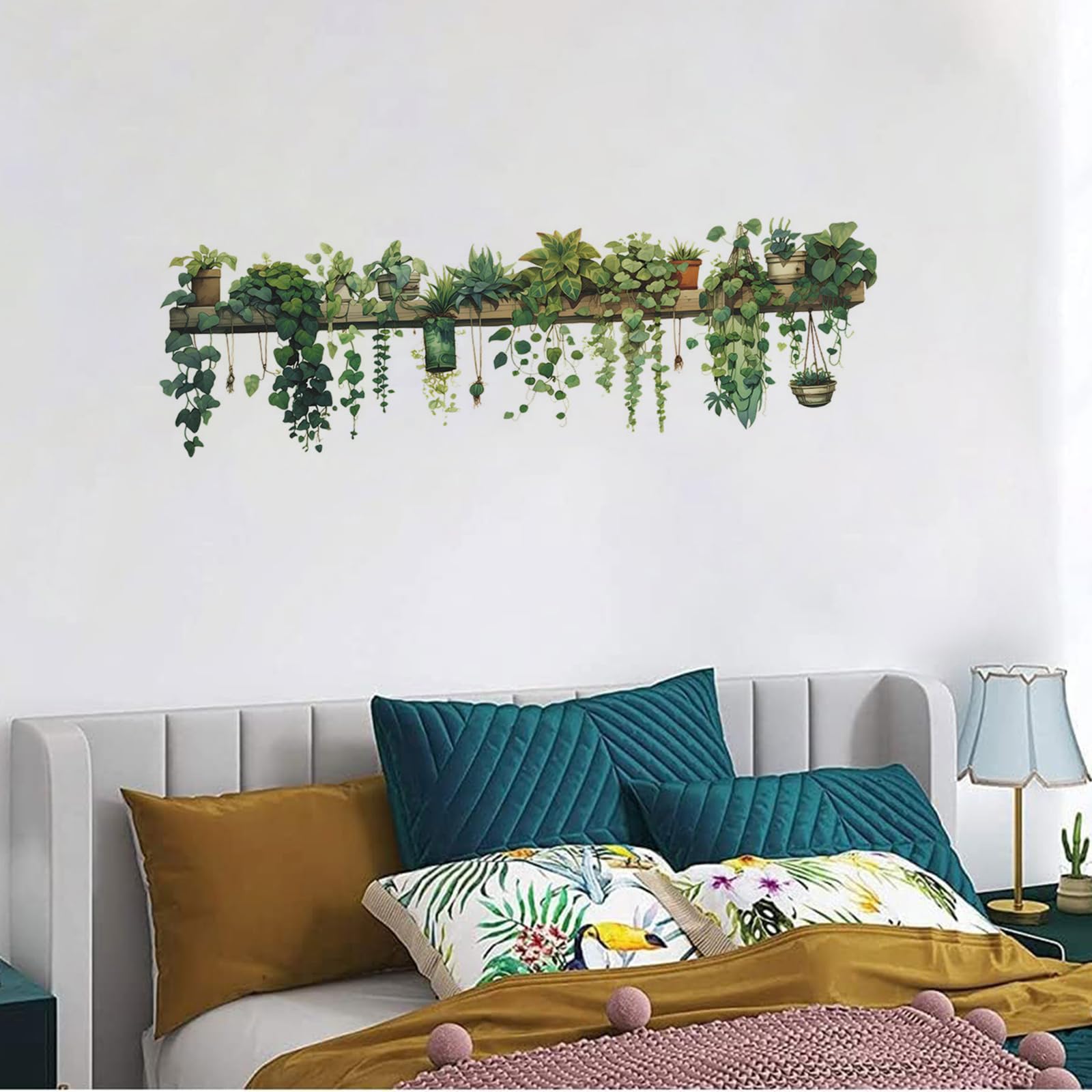 Plant Wall Decals Vinyl Waterproof Wall Stickers Removable Wall Murals Peel and Stick Wall Decor Pegatinas para Pared for Girls Bedroom Living Room Nursery