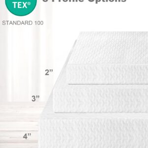 Slumbrae [Twin XL] Mattress Topper, 3" Mattress Topper Twin Extra Long, Memory Foam Mattress Topper Twin XL for College Dorm with Removable Cover and Straps, White