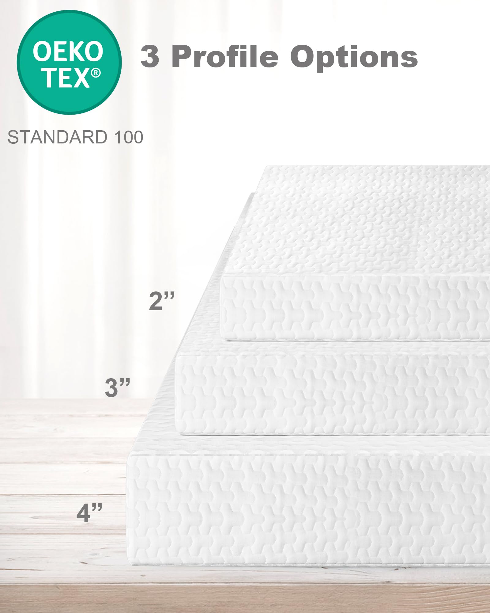 Slumbrae [Twin XL] Mattress Topper, 3" Mattress Topper Twin Extra Long, Memory Foam Mattress Topper Twin XL for College Dorm with Removable Cover and Straps, White