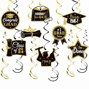 congrats grad decorations gold 2024 graduation hanging swirls class of 2024 grad banner graduation party decorations supplies