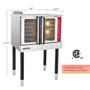 WILPREP Natural Gas Convection Oven, Single Deck Commercial Gas Convection Oven with 54000 BTU, 7 cu ft Capacity, 38" Full Size Conventional Oven for Commercial Restaurant Kitchen, NG, 120V