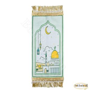 Egyptian Prayer Rug Muslim Carpet Mat Islamic Childrens Salat Small Kids Janamaz Sajda Rugs Sajadah Namaz Child Toddler Mosque Mini Praying Musallah Salah Gebetsteppich Masged Ramadan (Light Green)