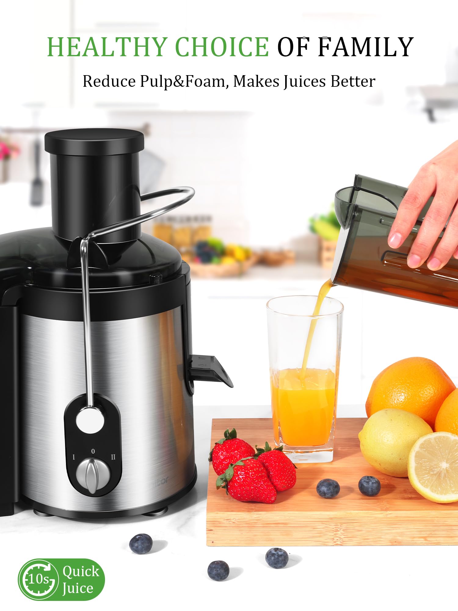 Healnitor 800W Centrifugal Juicer Machines Vegetable and Fruit with 3” Wide Chute, Juice Extractor with 2 Speeds, Easy to Clean, Anti-Drip, BPA Free