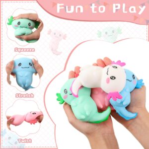 RoundFunny 14 Pcs Axolotl Sensory Fidget Toy Axolotl Party Favors Axolotl Gifts Axolotl Party Supplies Stress Relief Squeeze Gifts Axolotl Stress Balls for Boys Girls Christmas(28 Pcs)