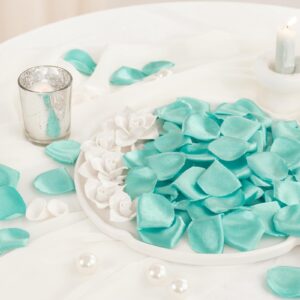 TINGE TIME 300pcs Silk Rose Petals Teal Green Heart Flower Petals for Wedding Flower Girl Basket Aisle Scatter Dinner Table Centerpieces Party Confetti Bridal Shower Romantic Night Decoration