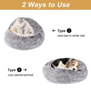 Dog Beds for Small Dogs, Cat Bed Cave, Washable Cute Cat Bed, Cozy Nook Pet Bed for Dogs or Cats, Anti-Slip Puppy Bed Fits up to 5 lbs Pets(Grey, 16" x 16")