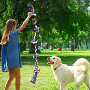 TUAHOO Dog Toys for Aggressive Chewers, Tough Rope Chew Toys for Medium Large Breed, 3 Feet 5 Knots Indestructible Rope Tug of War Dog Toy for Boredom, Teeth Cleaning