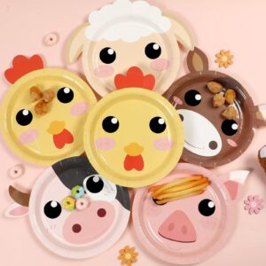 50 Count Farm Animals Party Paper Plates Farm Animal Shaped Disposable Plates Farm Birthday Plates Cake Animal Theme Party Plates for Birthday Baby Shower Farm House Fun Barnyard Animals Party Favors