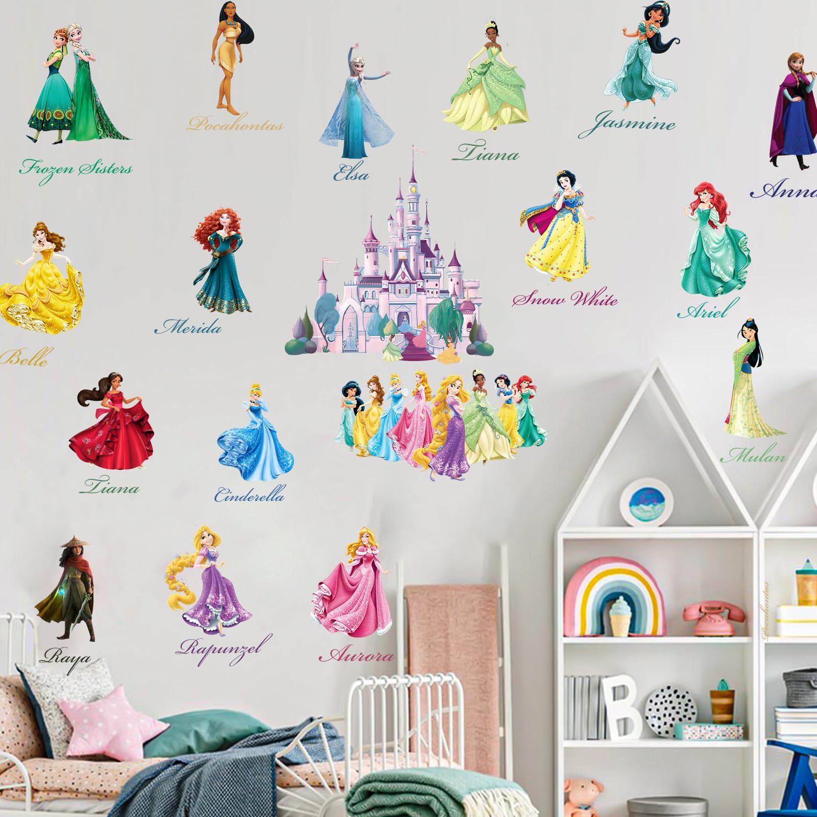 Hesogiva Princess Wall Decals for Baby Girls Boys Kids, Peel and Stick Wall Stickers Art Decor for Children's Bedroom Living Room Classroom Playroom Nursery Decoration, Style a, Hesogiva000