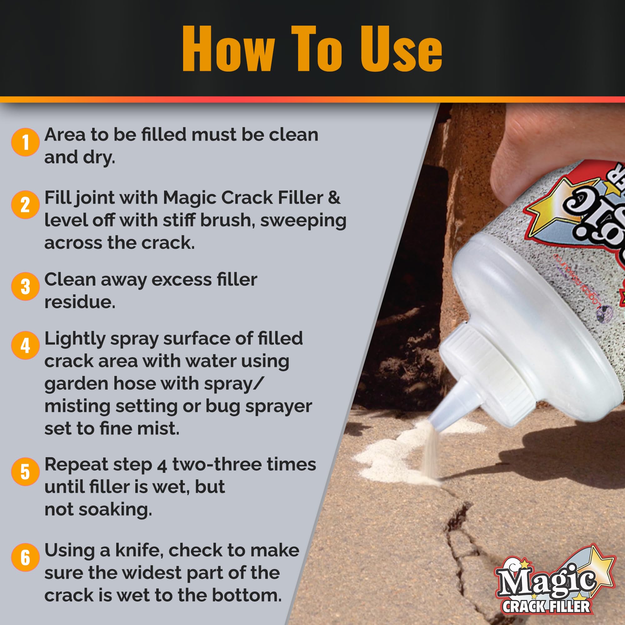 Magic Crack Filler 2LB Concrete Slab Gray, for Filling in Concrete Cracks on Driveways, Walkways and Patios. Installs Easily Dry Granular No Mess and DIY (Gray, 1)