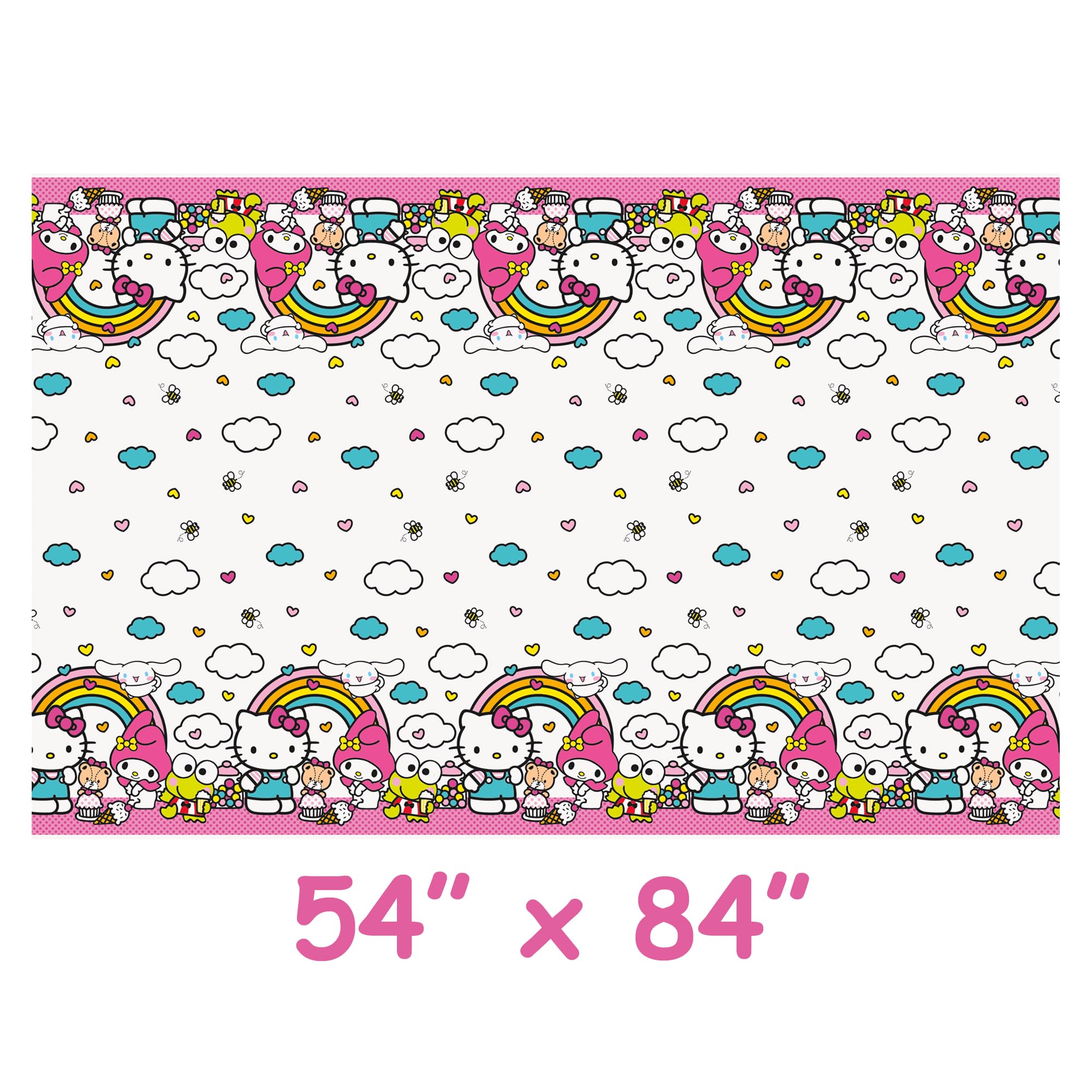 Unique Hello Kitty Birthday Decorations - Rectangular Plastic Tablecloth (Pack of 1) & Sticker (1)