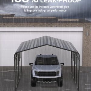 GAOMON 13' x 21' x 10' Metal Carport, with Heavy Duty Galvanized Steel Roof and Reinforced All-Metal Frame, Permanent Shelter for Agricultural Machinery, Carport for Cars, Boats, Trucks, and Tractors