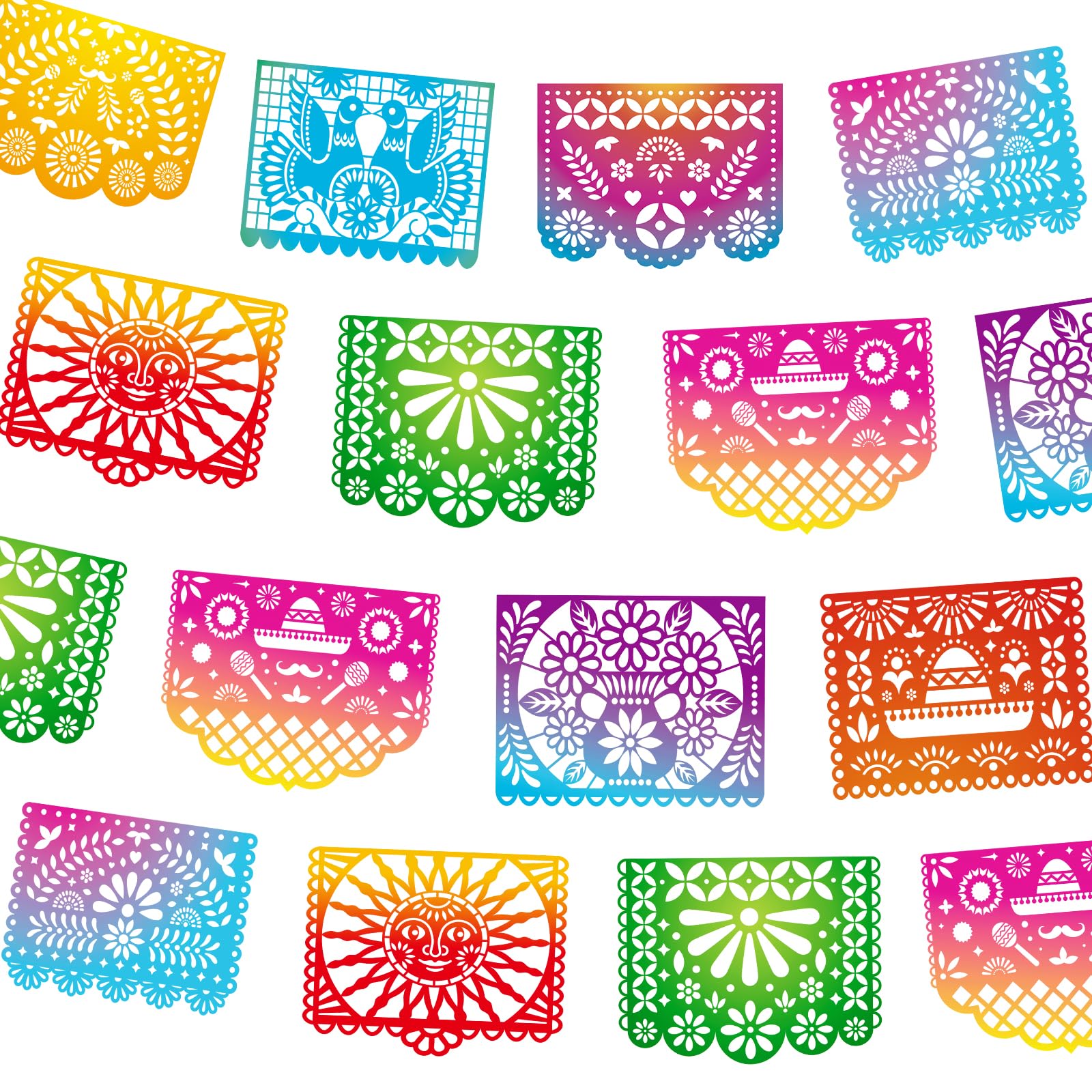 Mexican Party Banners, Papel Picado Banner - Cinco de Mayo, Fiesta Party Decorations, Dia De Los Muertos Decor, Day of The Dead Decorations, 5 Packs 82 Ft Long