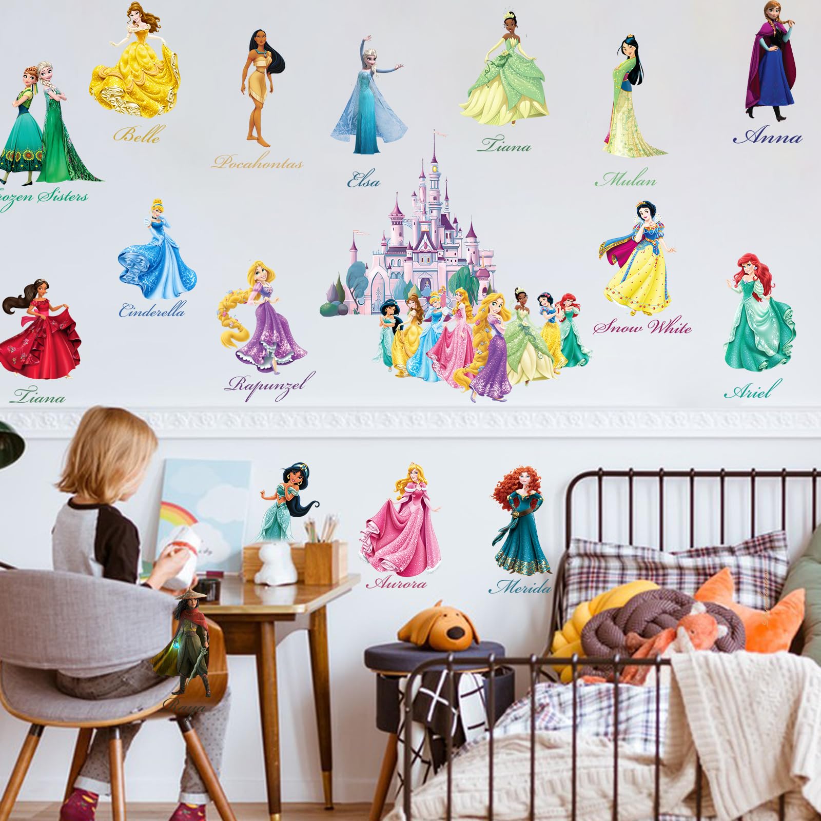 Hesogiva Princess Wall Decals for Baby Girls Boys Kids, Peel and Stick Wall Stickers Art Decor for Children's Bedroom Living Room Classroom Playroom Nursery Decoration, Style a, Hesogiva000