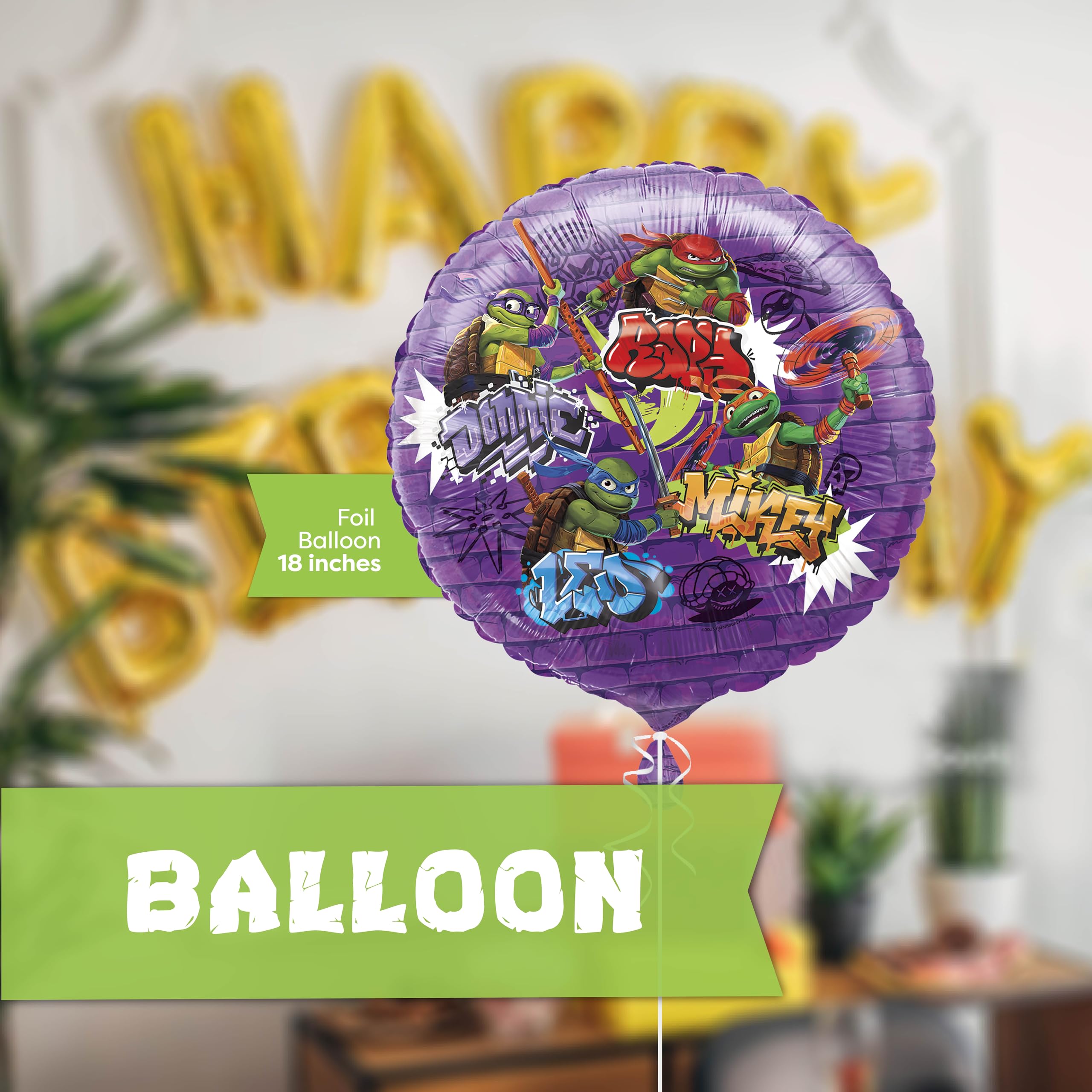 Ninja Turtle Party Decorations | Ninja Turtle Birthday Decorations | Teenage Mutant Ninja Turtles Party Supplies | TMNT | Balloon, Tablecloth, Door Poster, Sticker | Officially Licensed