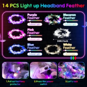 HONLYNE 142 PCS Glow in the Dark Party Supplies, 14PCS Foam Glow Sticks, 14PCS Light Up Headband,14PCS LED Glasses and 100PCS Glow Sticks Bracelets,for Glow Party, New Year, Wedding, Concert, Birthday