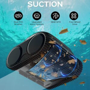 WYBOT C1 Cordless Robotic Pool Cleaners, Powerful Suction, Wall Climb Pool Robot with Intelligent Route Planning, Lasts 150Mins, Ideal for In-Ground Pools Up to 1,614 Sq.ft