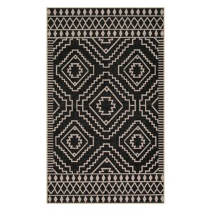 Lahome Moroccan Easy Jute Area Rug, 3x5 Entryway Rug Indoor Outdoor Patio Rug 3x5 Farmhouse Black Washable Living Room Area Rug, Non Slip Indoor Outdoor Carpet for Patio Courtyard Deck