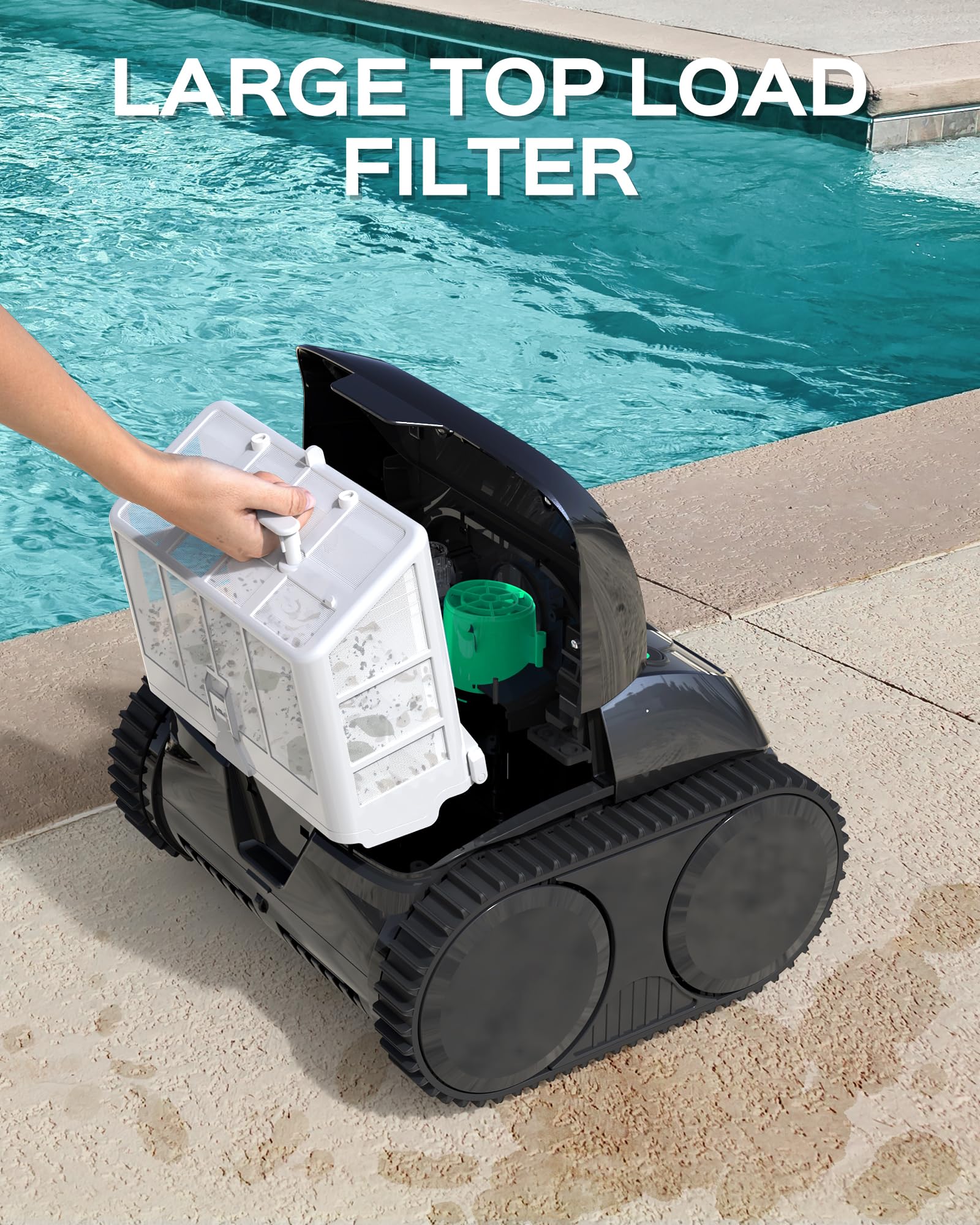 WYBOT C1 Cordless Robotic Pool Cleaners, Powerful Suction, Wall Climb Pool Robot with Intelligent Route Planning, Lasts 150Mins, Ideal for In-Ground Pools Up to 1,614 Sq.ft