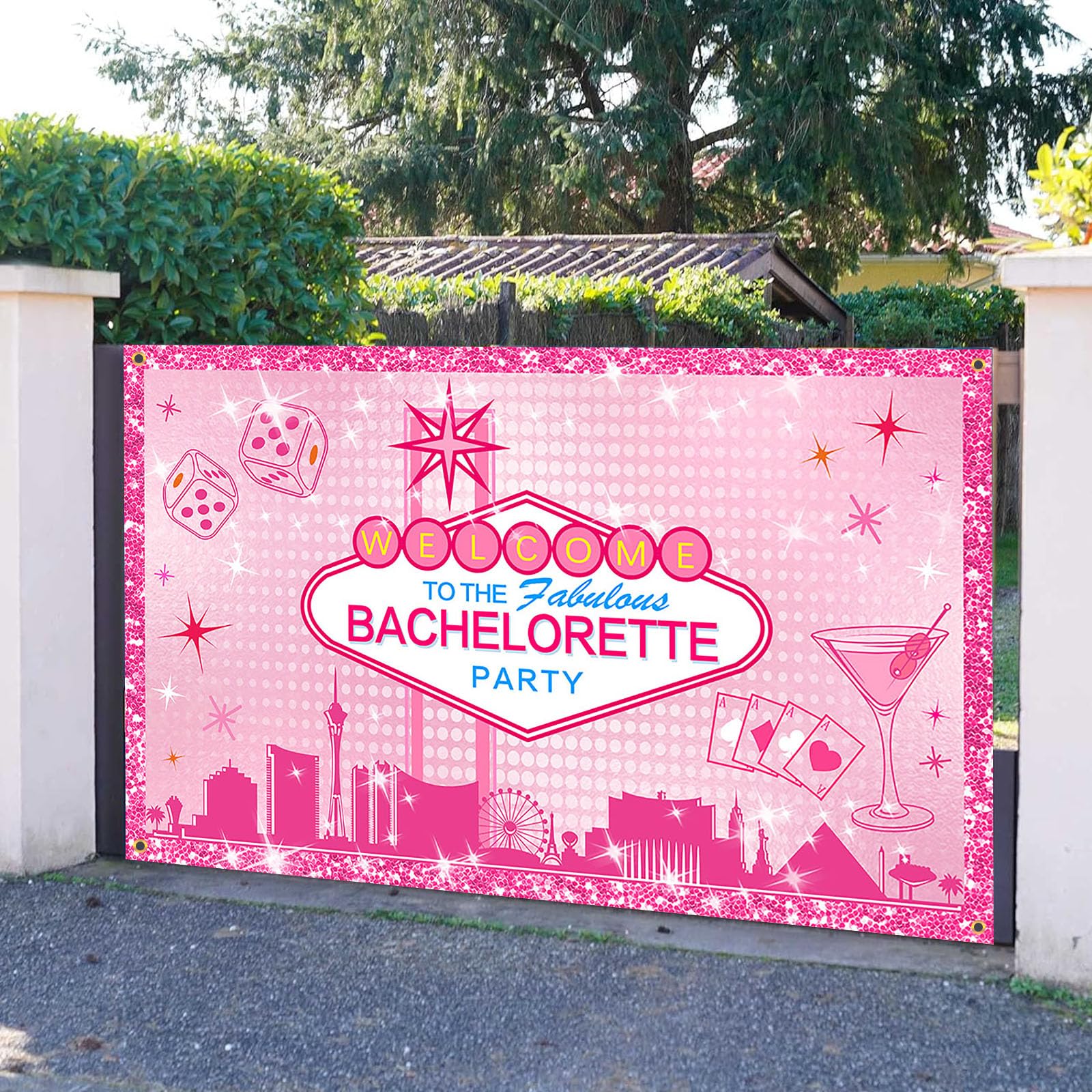 Avezano Las Vegas Bachelorette Backdrop Welcome Tofabulous Las Vegas Bachelorette Party Decorations Banner Pink Casino Casino Theme Prom Bachelorette Banner Supplies Props 70.8 x 43.3 Inch