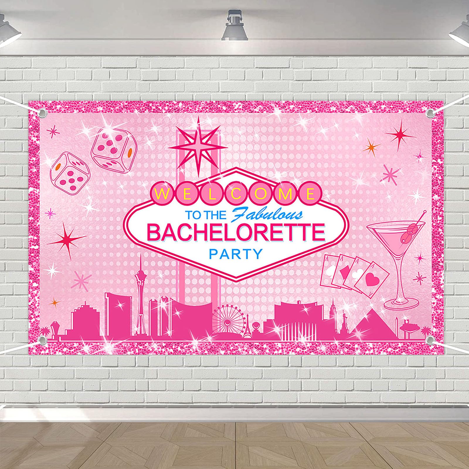 Avezano Las Vegas Bachelorette Backdrop Welcome Tofabulous Las Vegas Bachelorette Party Decorations Banner Pink Casino Casino Theme Prom Bachelorette Banner Supplies Props 70.8 x 43.3 Inch