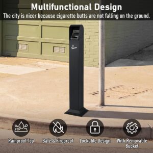 AIWFL Trash Receptacle Outdoor, Commercial Trash Can with Removable Inner Bucket, Easy to Clean, All-Metal Construction, Garbage Trash Bin for Porch/Guest Areas/Office/Balcony