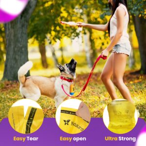 Dog Poop Bags Rolls-150 Bags with Leash Dispenser (10 Rolls), Biodegradable Poop Bags Made of Cornstarch, 100% Leak Proof and Easy to Open (Yellow)