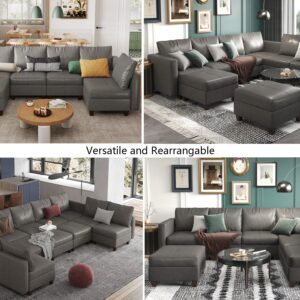 EASE MOOSE Modular Sectional Loveseat Sofa Couch with Storage Seats, 2 Seat Faux Leather Convertible Modular Sofa Love Seats for Small Spaces