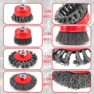 Wire Brush for Grinder, 4 Inch/3 Inch Wire Wheel Brush Set, Angle Grinder Wire Wheel for Rust, Corrosion, Paint Removal and Other Heavy-Duty Conditioning for Metals - 6 Packs